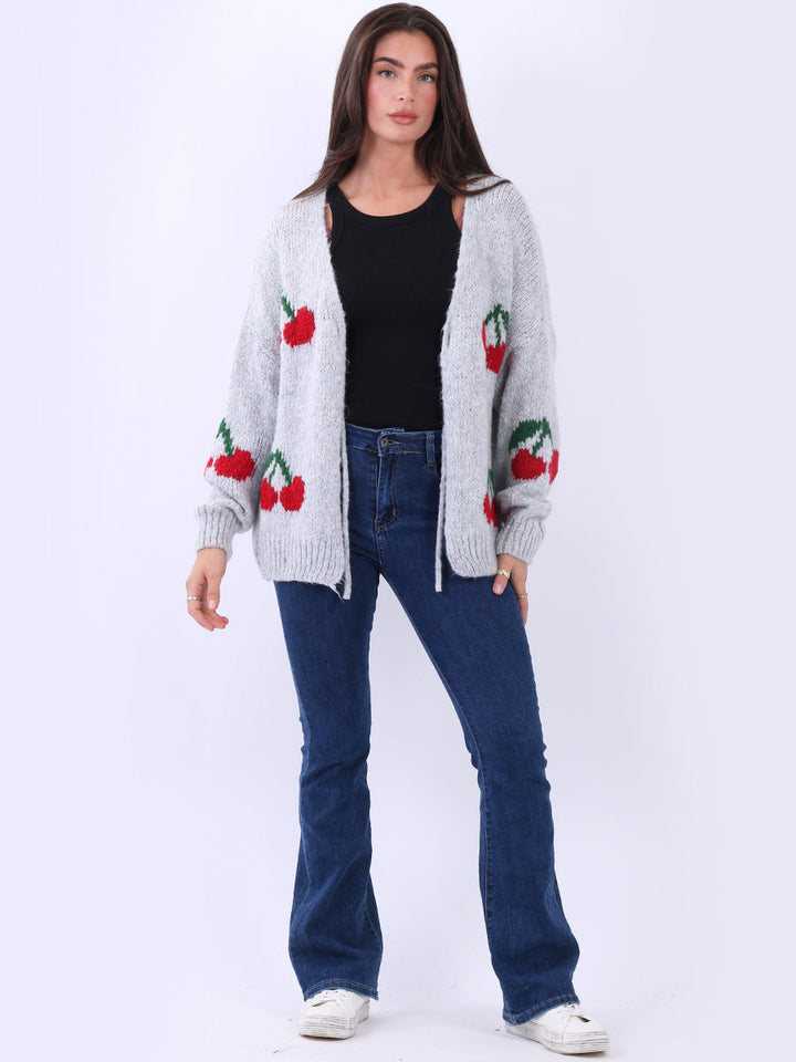 Italian Knitted Woolen Cardigan Silver