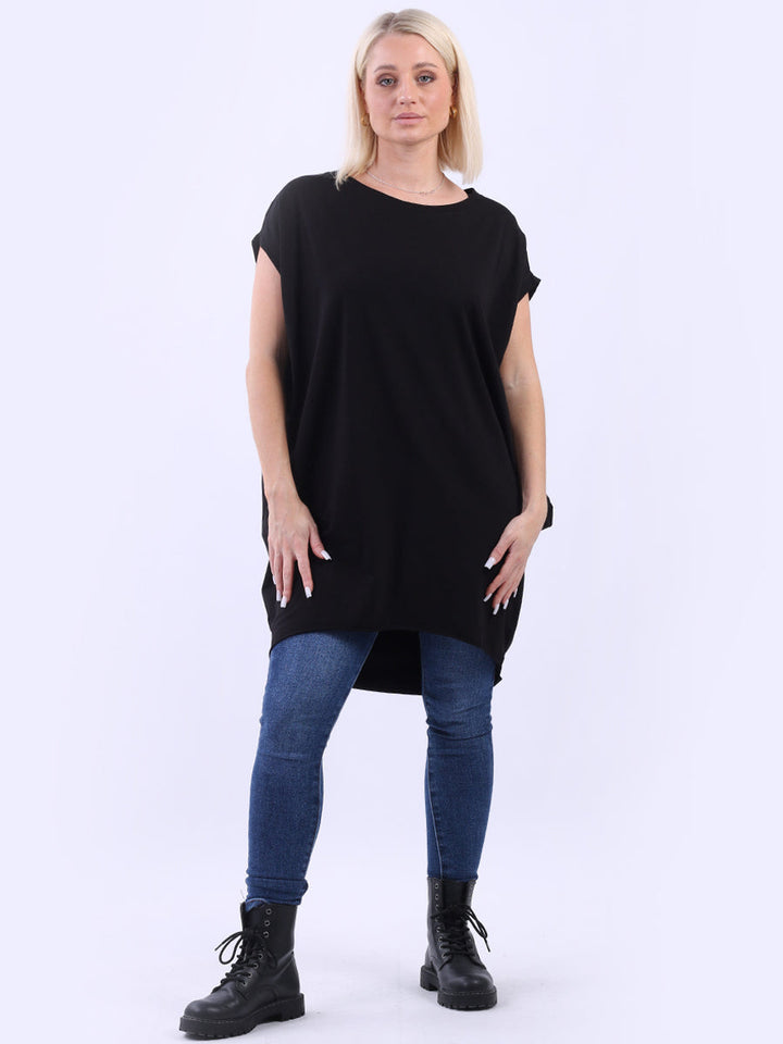 Solid Cotton Mini Dress Black