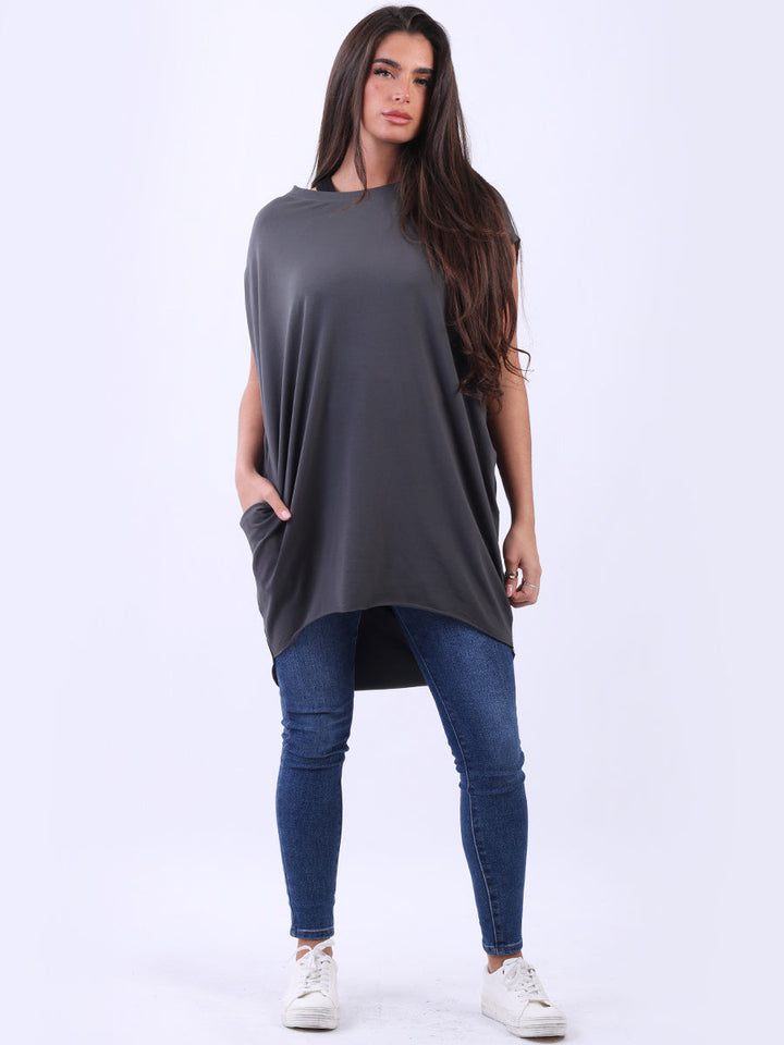 Solid Cotton Mini Dress Charcoal