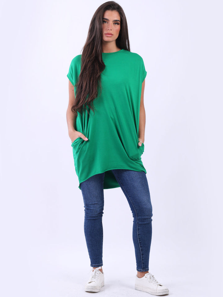 Solid Cotton Mini Dress Green