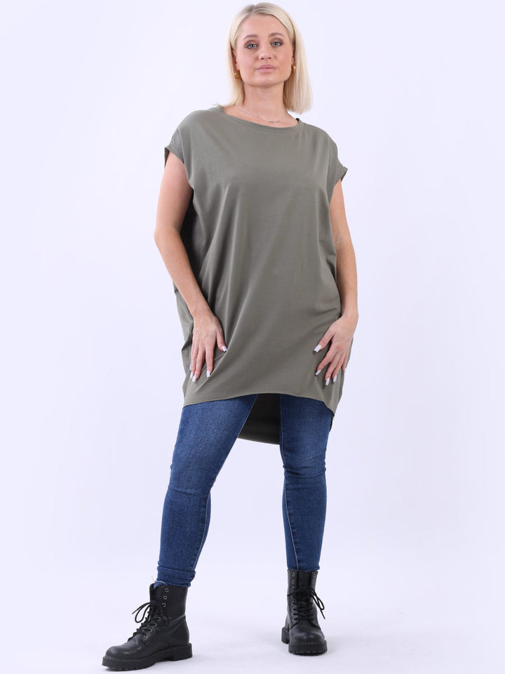 Solid Cotton Mini Dress Khaki