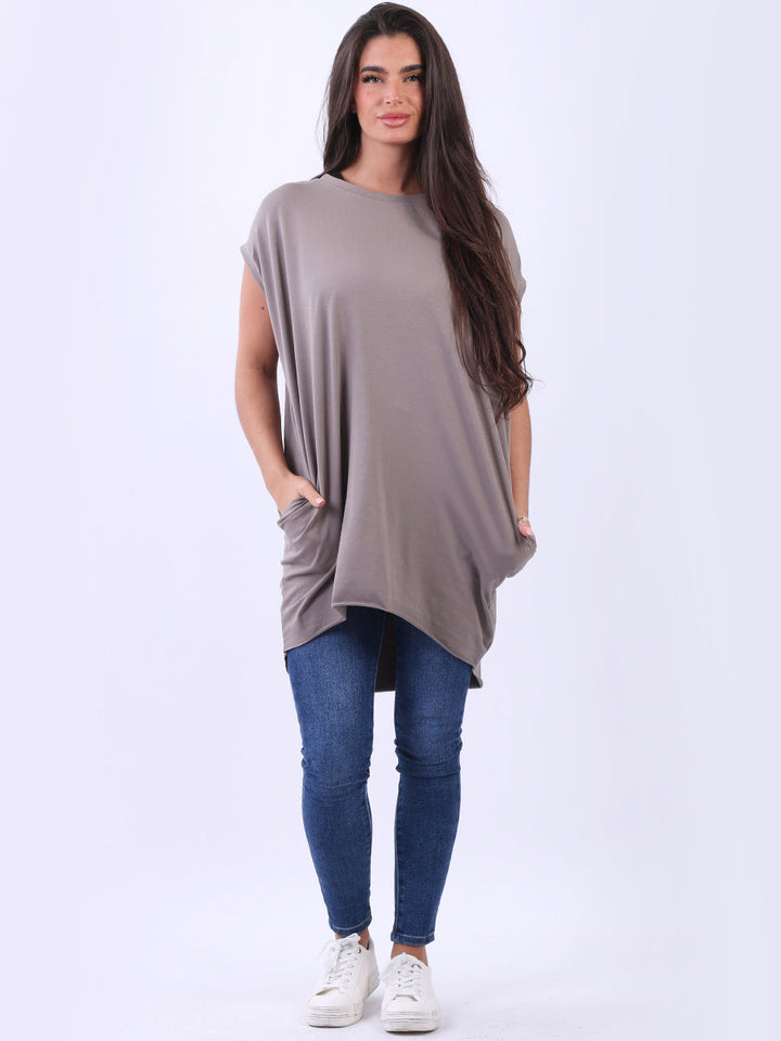 Solid Cotton Mini Dress Mocha