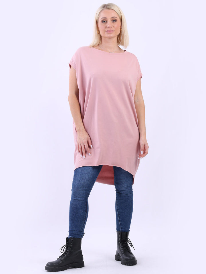 Solid Cotton Mini Dress Pink