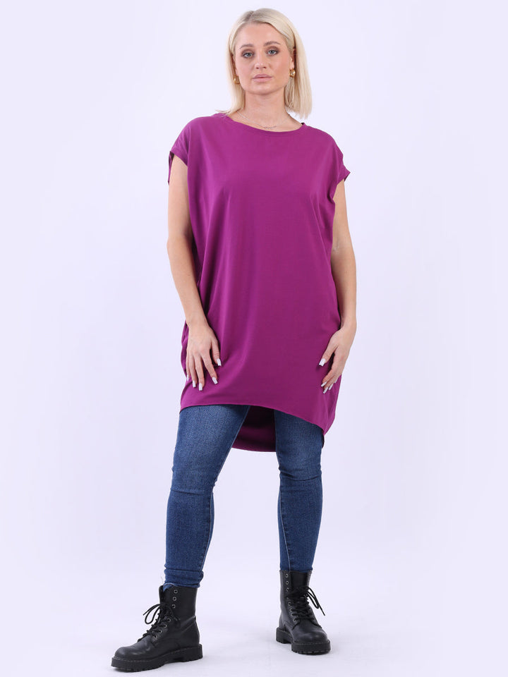 Solid Cotton Mini Dress Raspberry