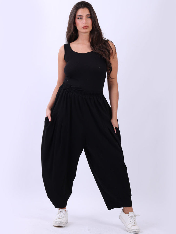 Relaxed Fit Cotton Pant Black