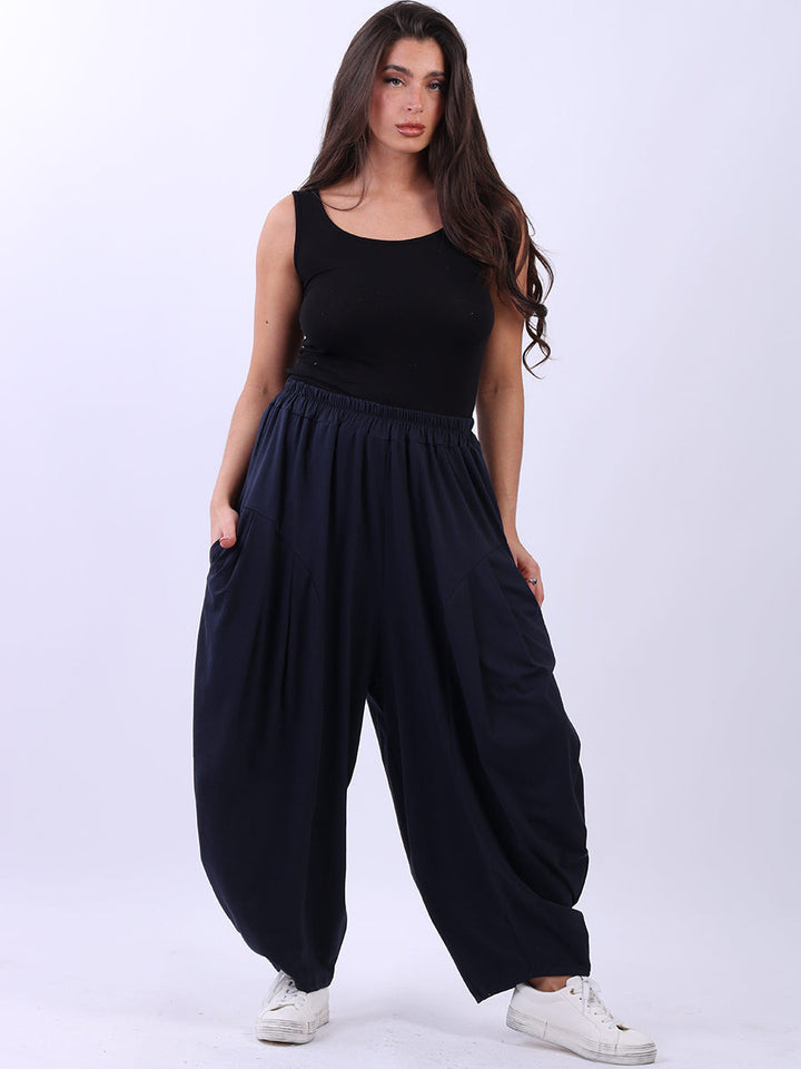 Relaxed Fit Cotton Pant Navy