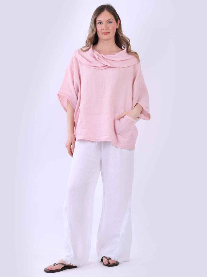Plain Linen Baggy Top Pink