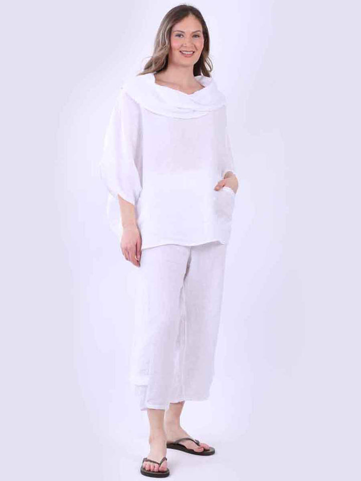 Plain Linen Baggy Top White