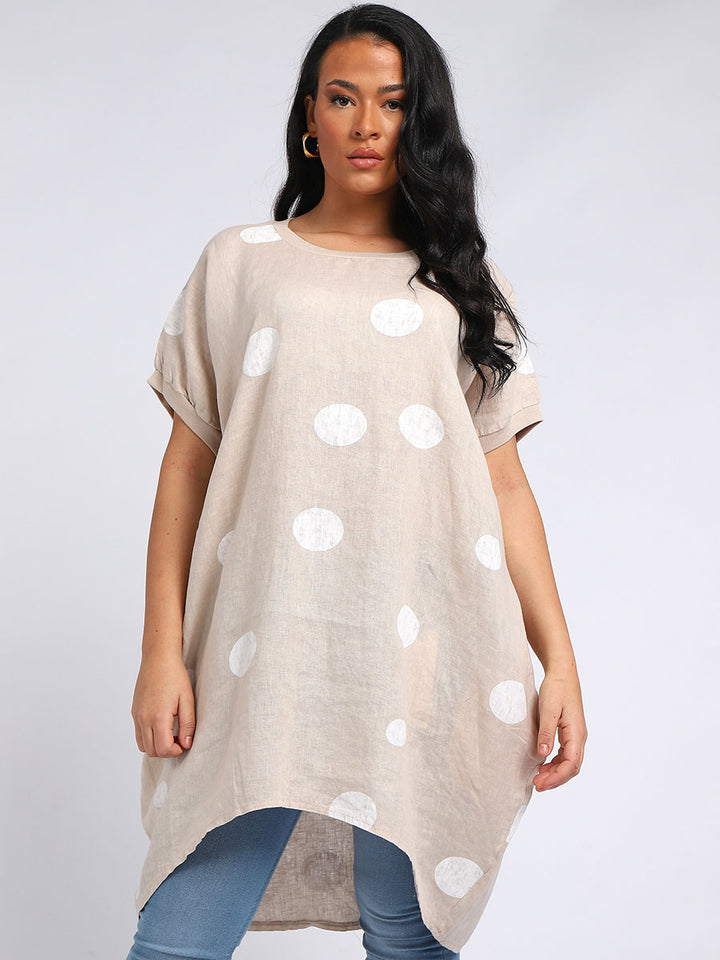 italian polka dot lagenlook linen top