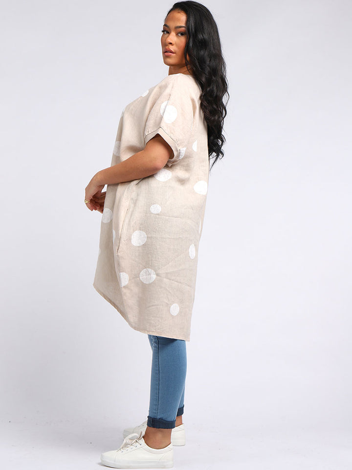 italian polka dot lagenlook linen top