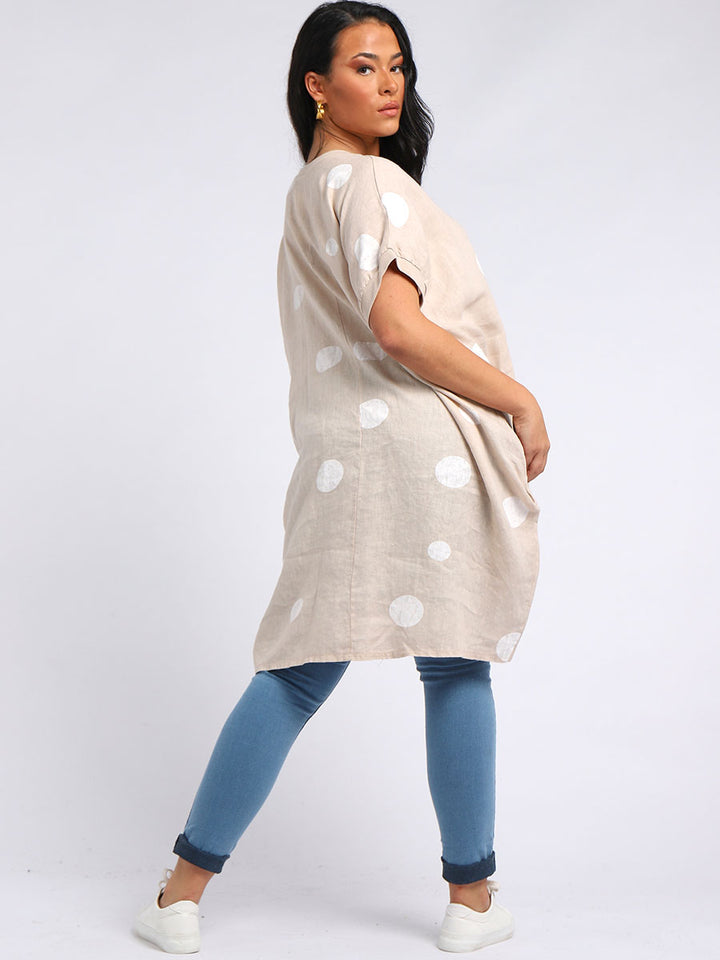italian polka dot lagenlook linen top