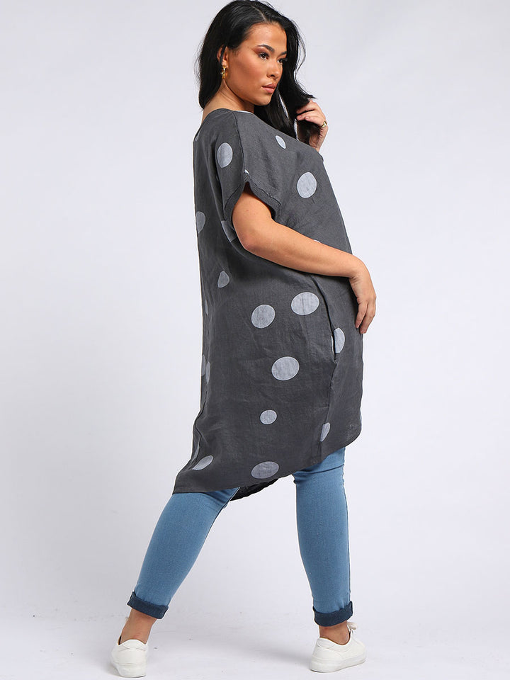 italian polka dot lagenlook linen top