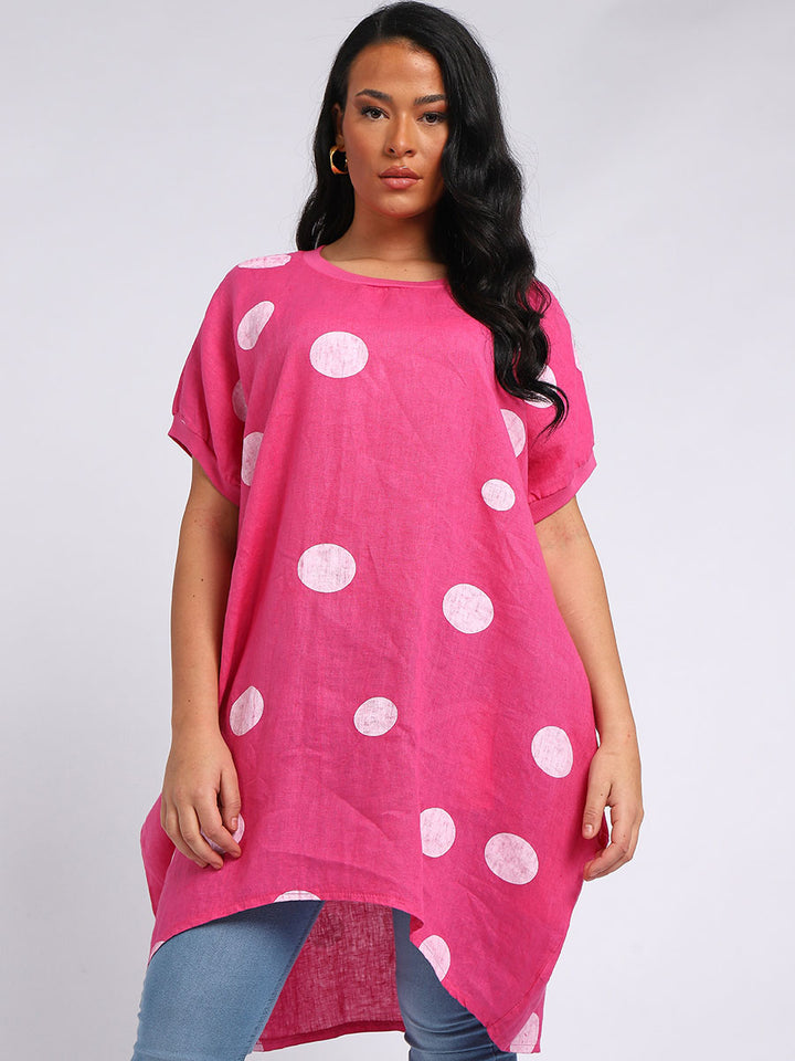 italian polka dot lagenlook linen top