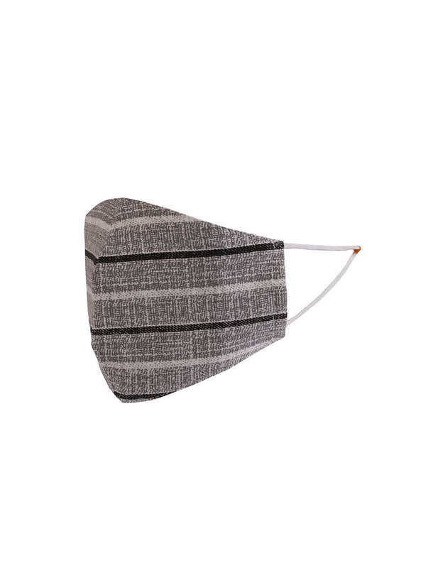 italian made stripy print unisex cotton face mask charcoal side
