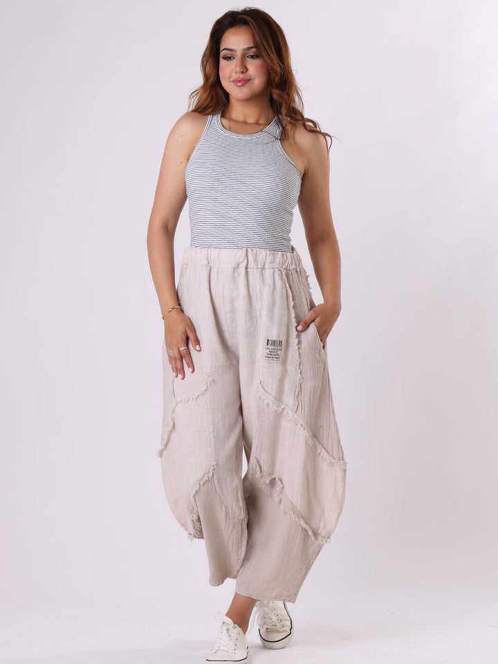 Plain Linen Slouchy Trouser Beige