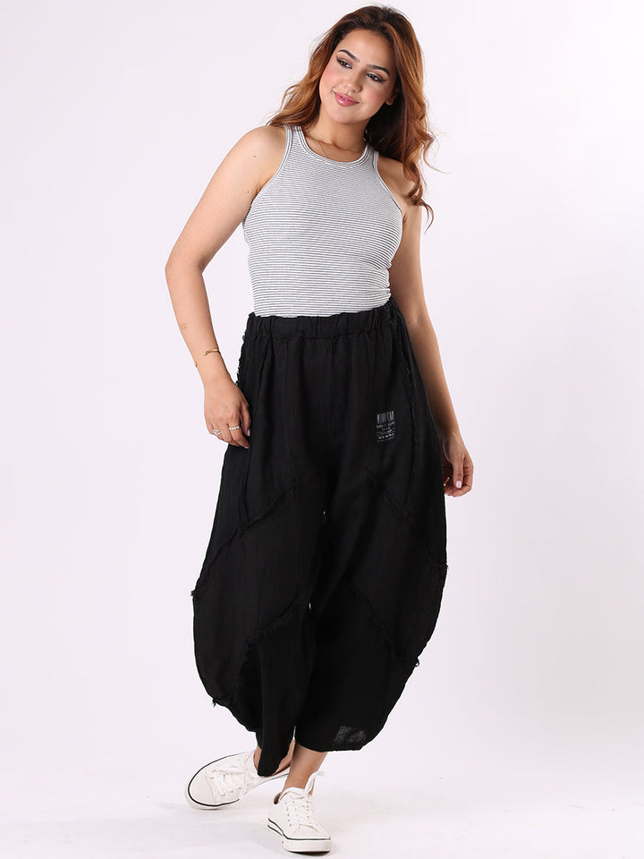 Plain Linen Slouchy Trouser Black