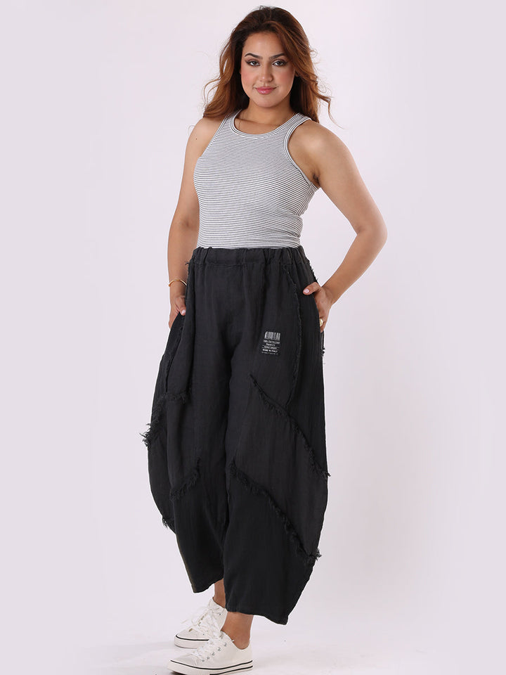 Plain Linen Slouchy Trouser Charcoal