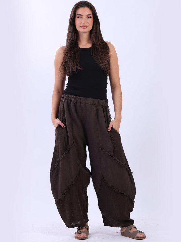 Plain Linen Slouchy Trouser Chocolate