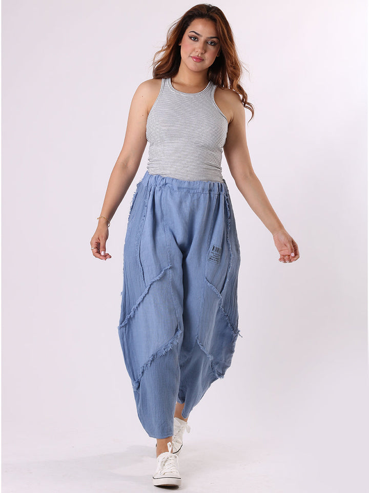 Plain Linen Slouchy Trouser Denim