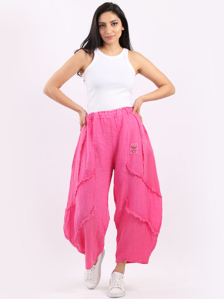 Plain Linen Slouchy Trouser Fuchsia