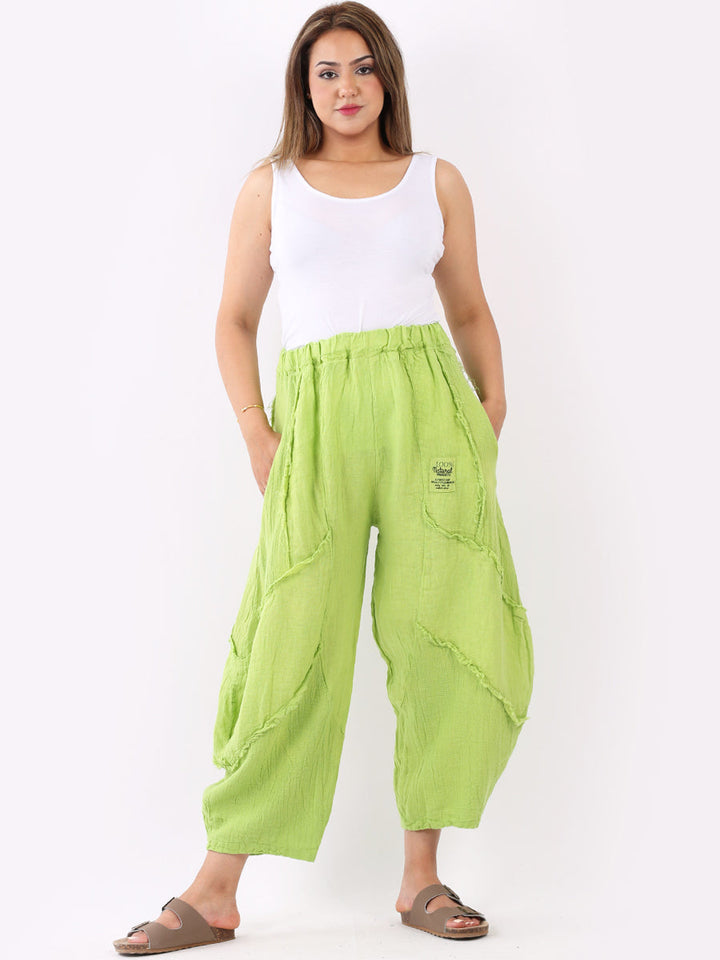 Plain Linen Slouchy Trouser Lime Green