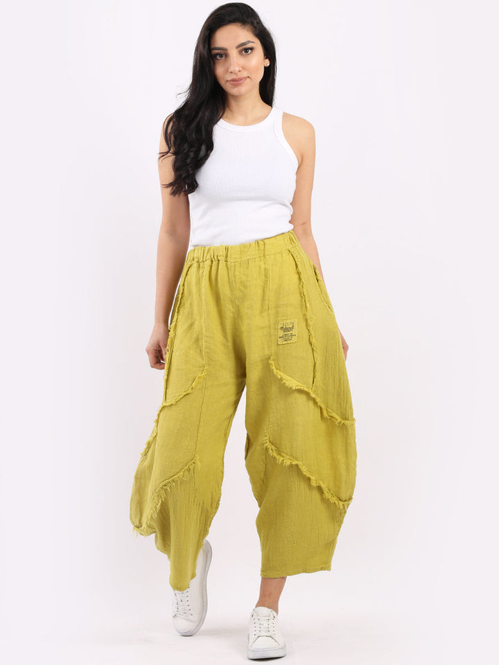 Plain Linen Slouchy Trouser Mustard