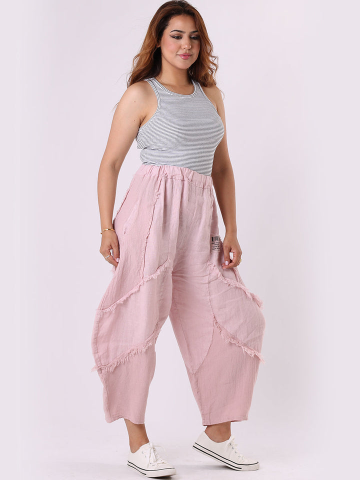 Plain Linen Slouchy Trouser Pink