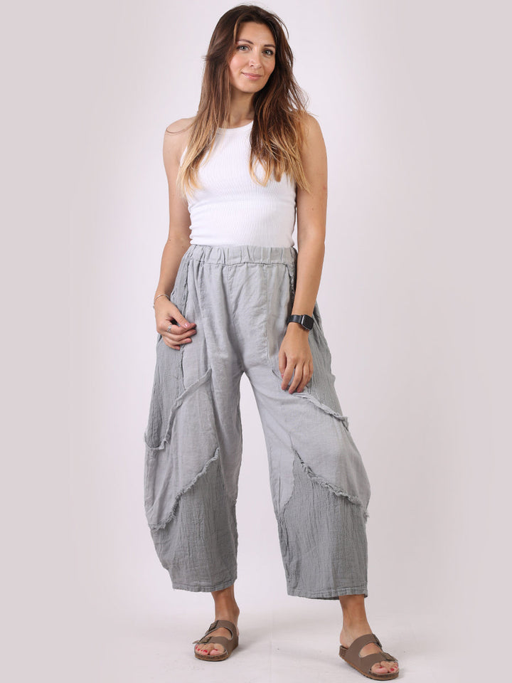 Plain Linen Slouchy Trouser Silver