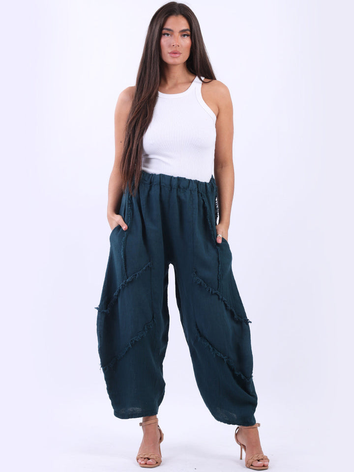 Plain Linen Slouchy Trouser Teal