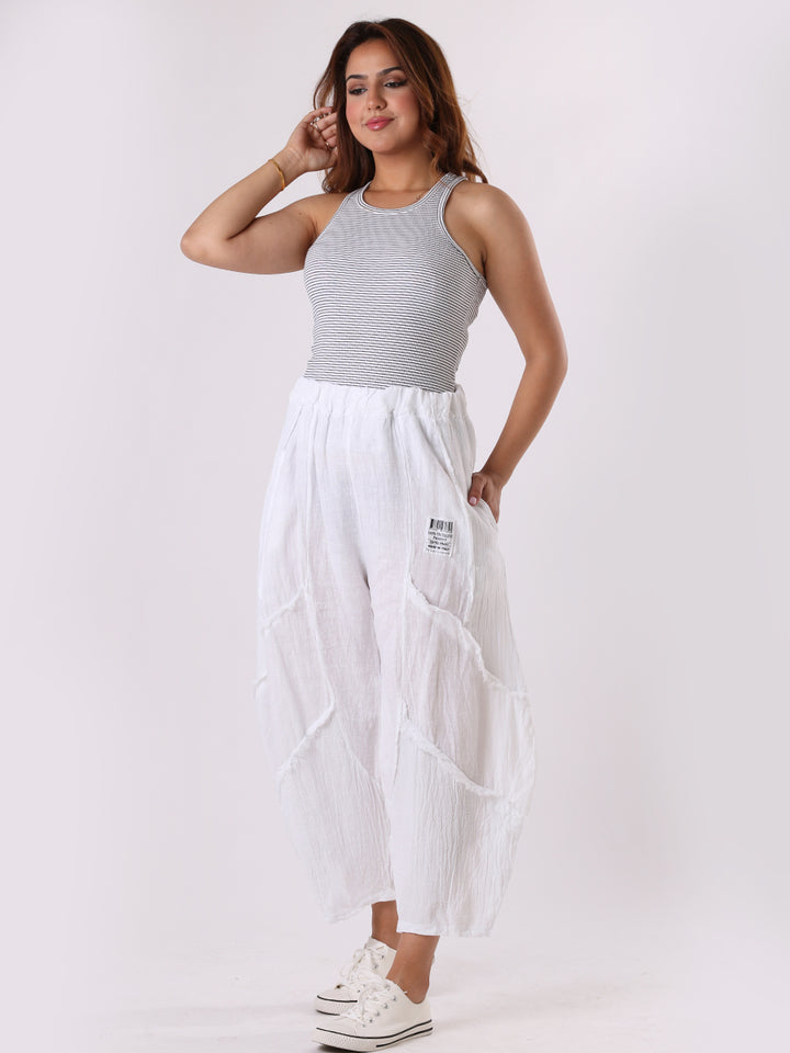Plain Linen Slouchy Trouser White