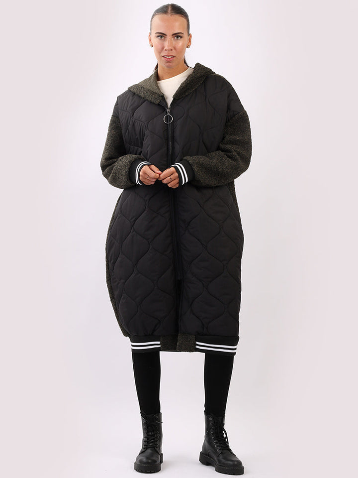 Oversized Puffer Hoodie Jacket Khaki