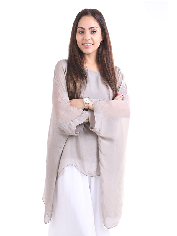 Italian Plain Batwing Silk Tunic Top