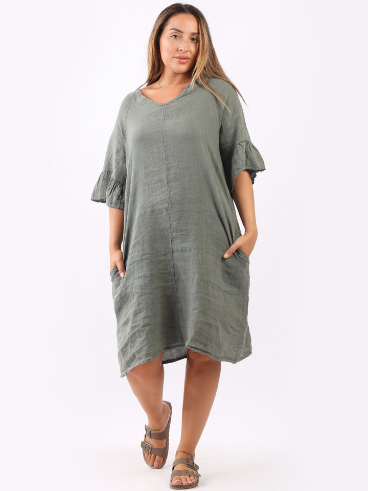 Bell Arm Lagenlook Summer Midi Dress