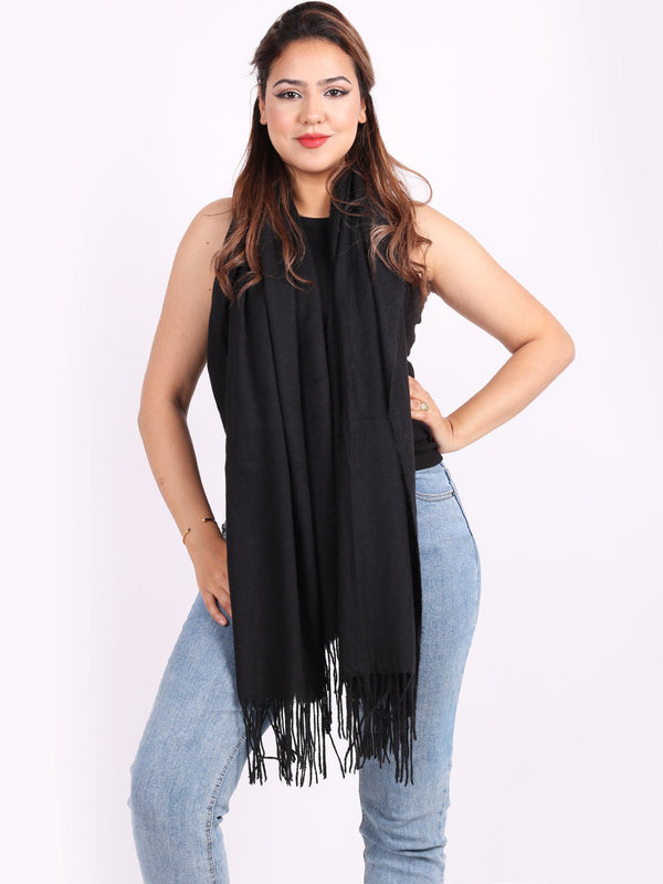 Plain Lana Wool Scarf Black