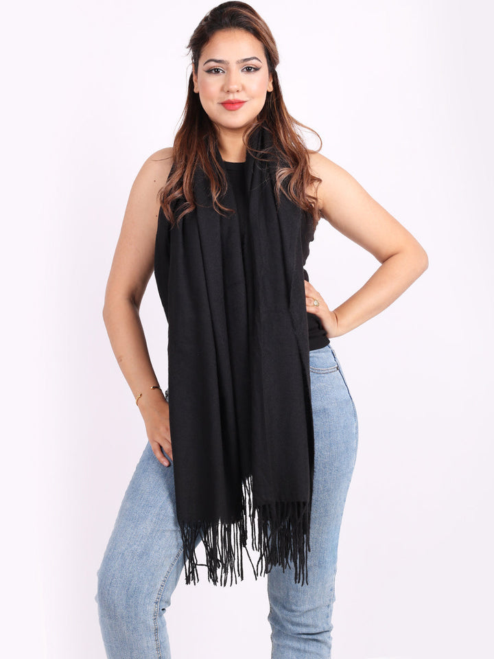 Plain Lana Wool Scarf Black