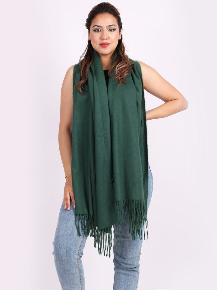 Plain Lana Wool Scarf Bottle Green