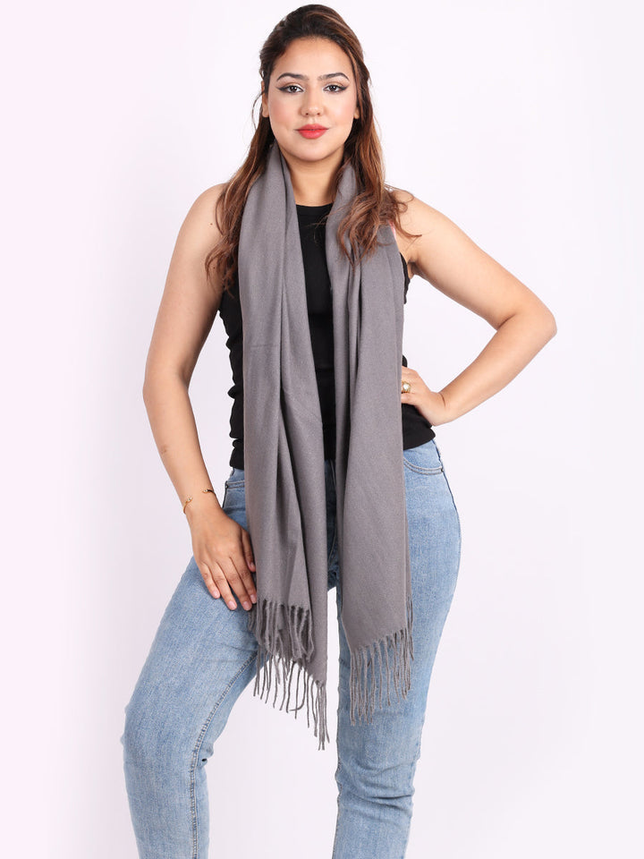 Plain Lana Wool Scarf Dark Grey