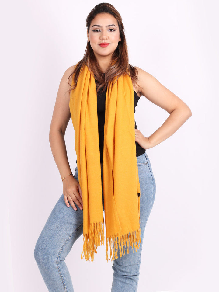 Plain Lana Wool Scarf Mustard