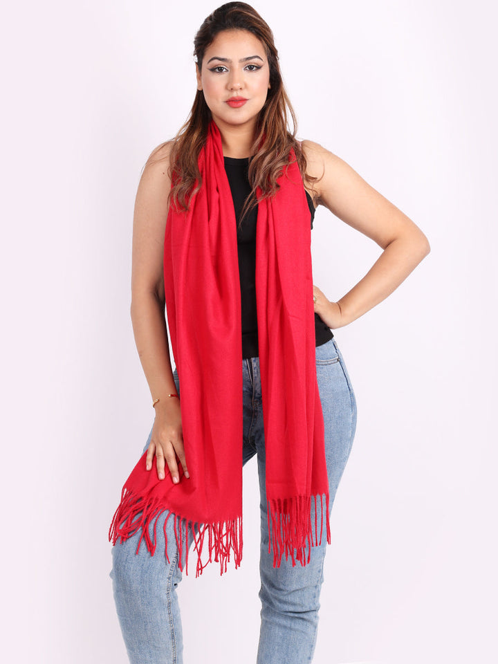 Plain Lana Wool Scarf Red