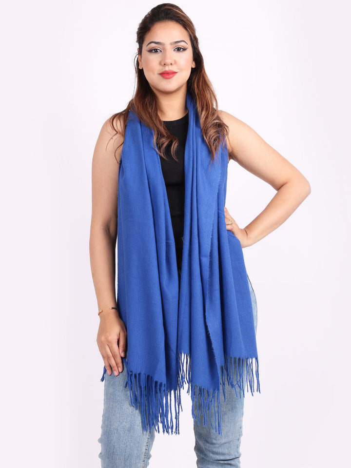 Plain Lana Wool Scarf Royal Blue