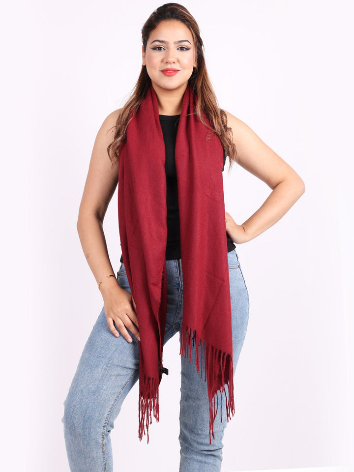 Plain Lana Wool Scarf Wine