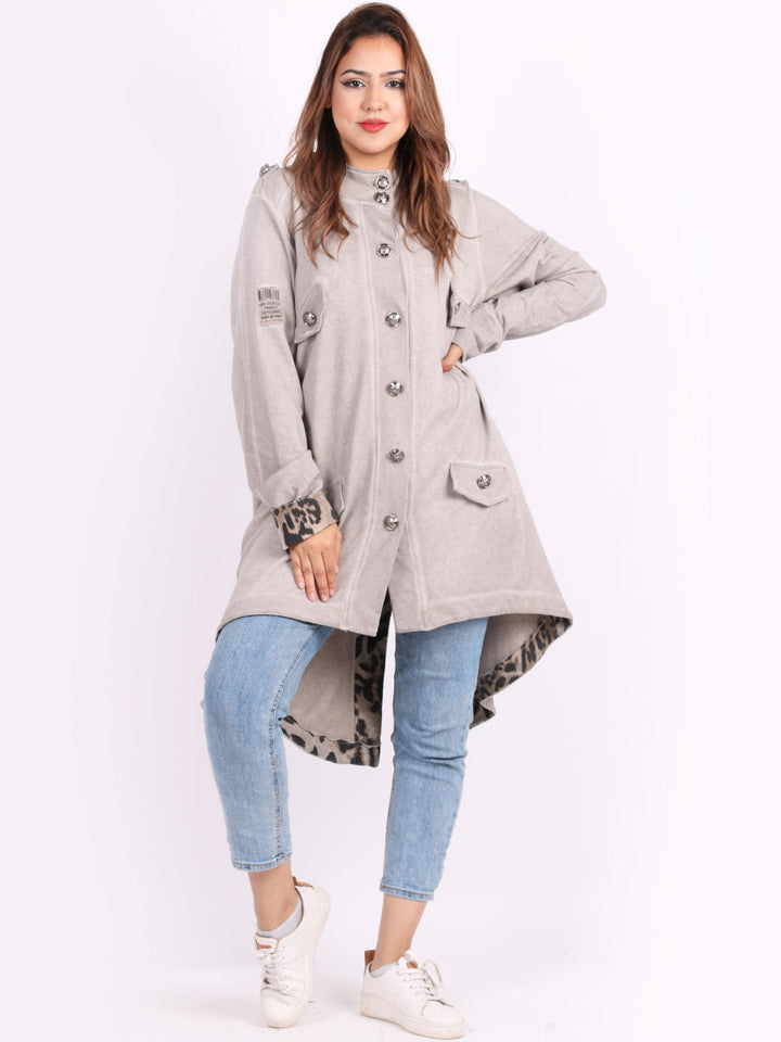 Plain Cotton Hooded Jacket Mocha