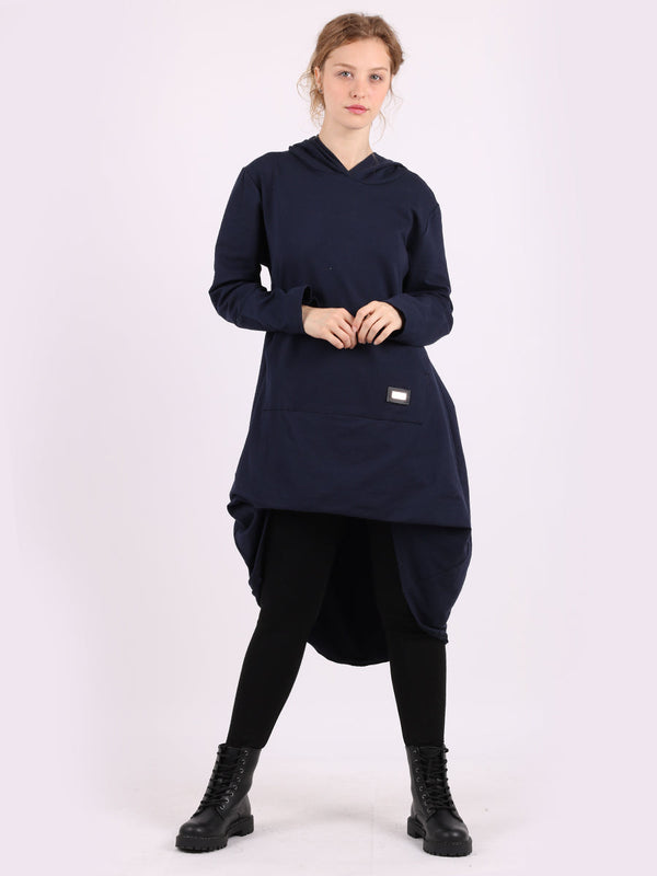 Plain Cotton Hoodie Navy