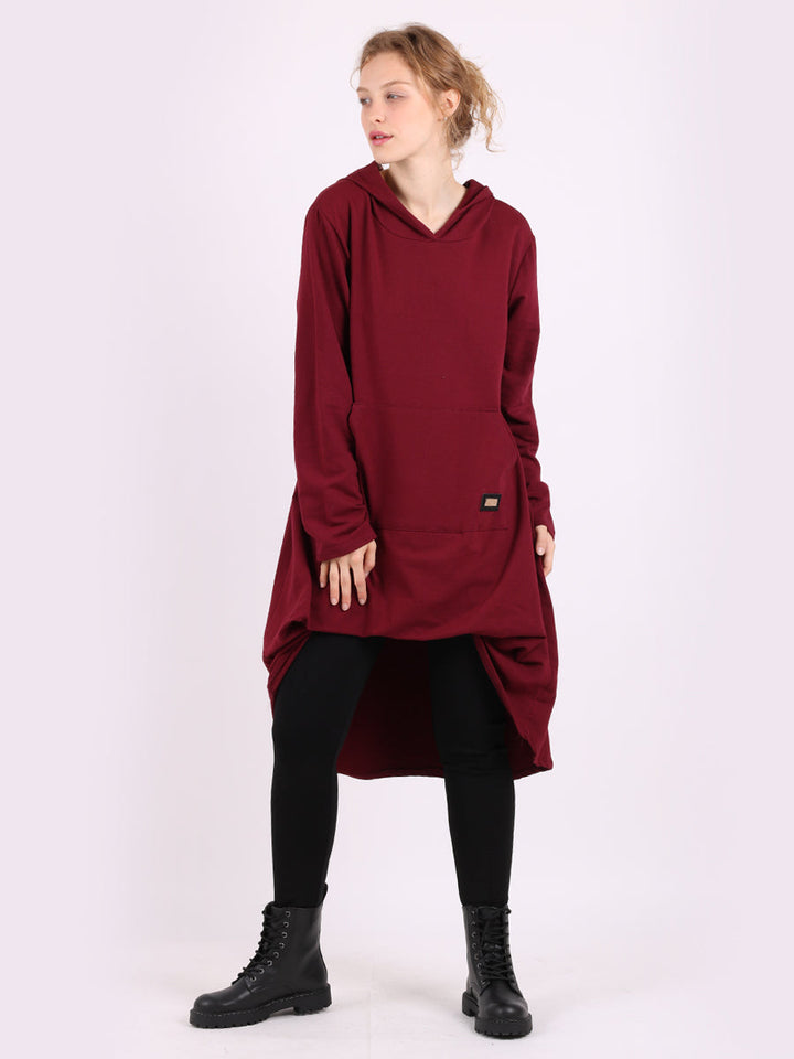 Plain Cotton Hoodie Wine