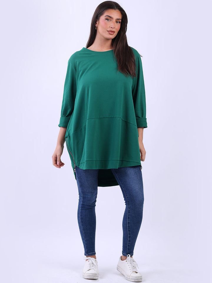Plain Cotton Tunic Bottle Green