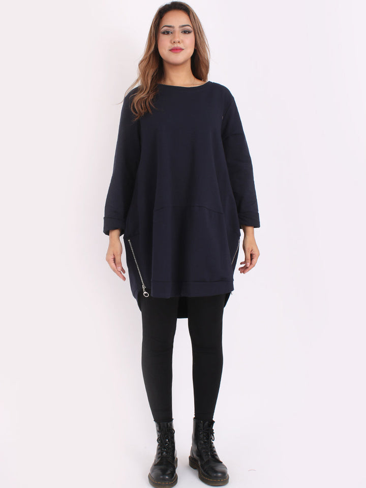 Plain Cotton Tunic Navy
