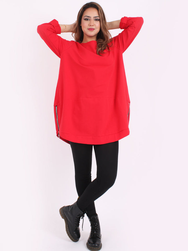Plain Cotton Tunic Red