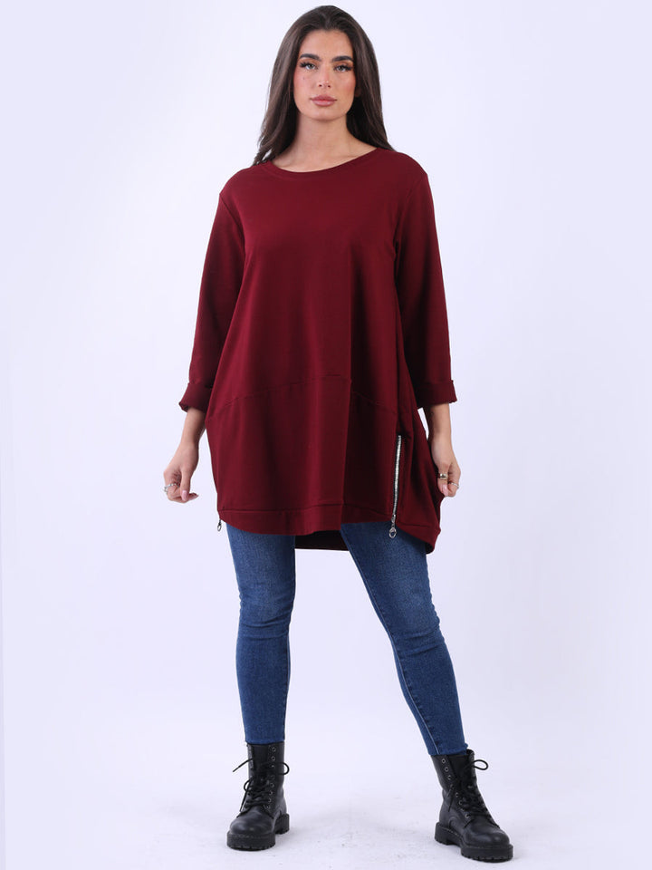 Plain Cotton Tunic Wine