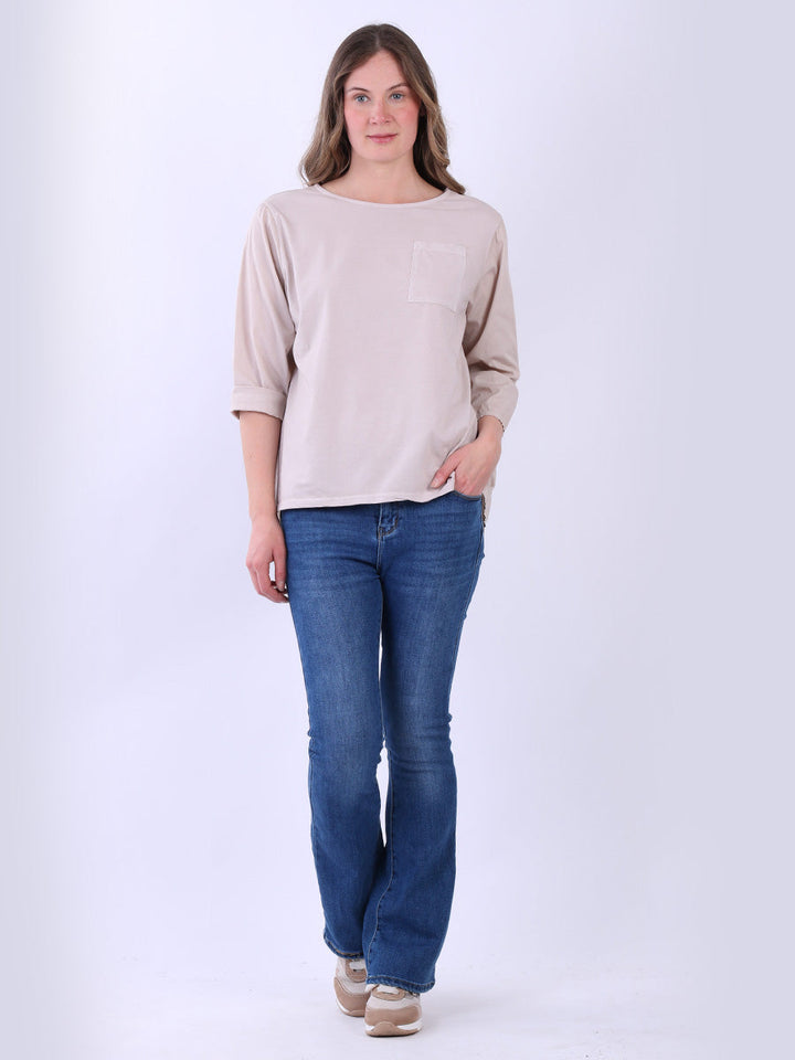 Plain Cotton T-Shirt Beige