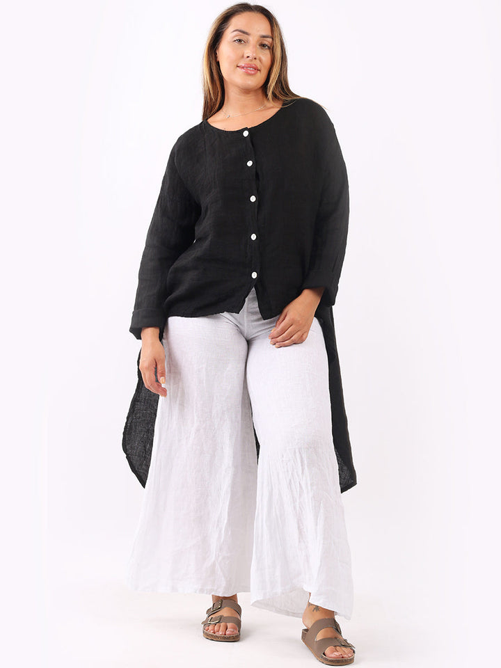 Plain Linen Lagenlook High Low Dress